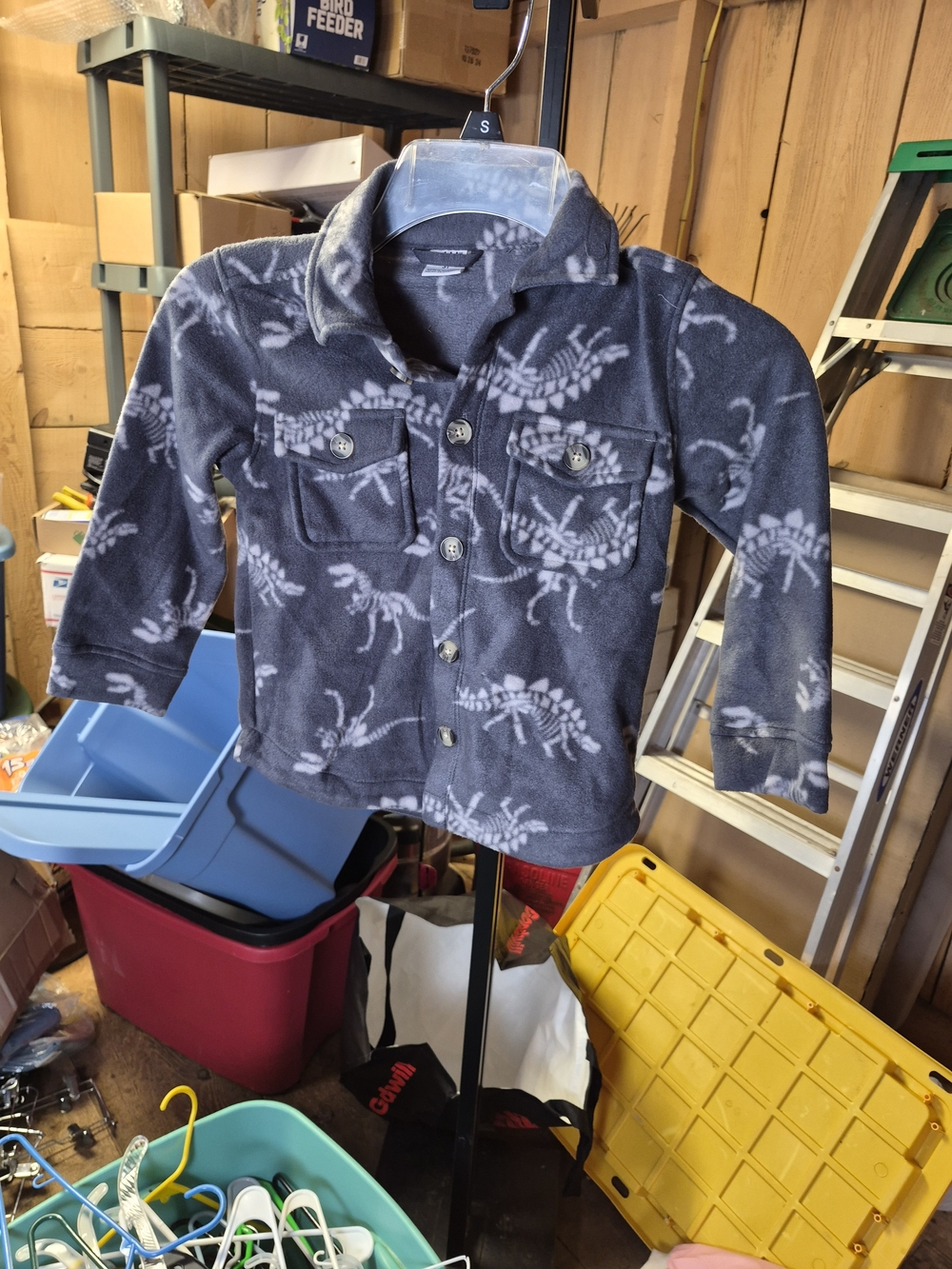 Kids' Gray Dino Print Jean-Style Jacket Bin 64